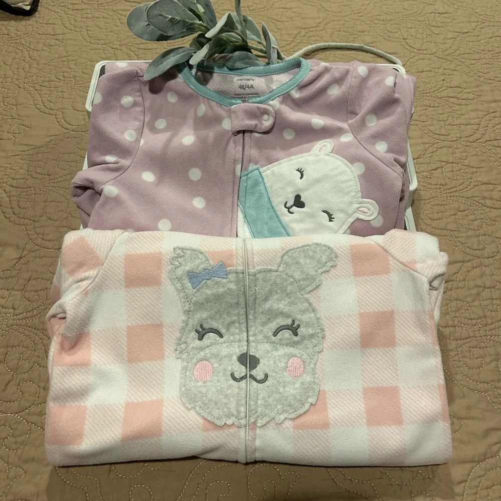 Lot of 2 Carter's Fleece Footie Pajamas